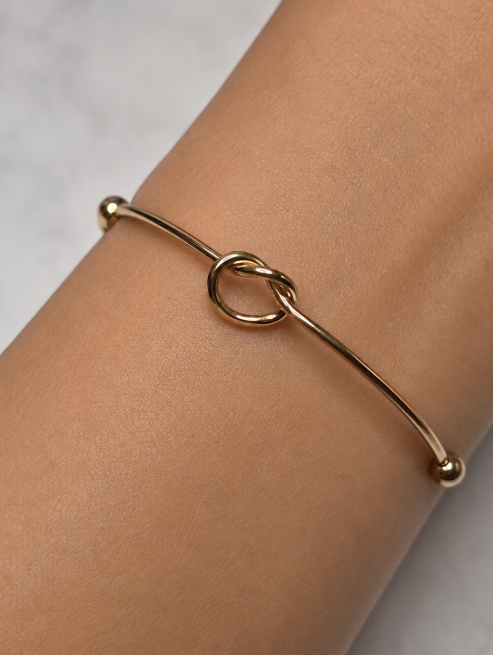 Thin Minimalist Gold Tone Love Knot Cuff Bracelet Traditional Fashion Jewelry